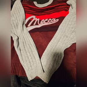 VINTAGE Mecca Red and Gray Sweater